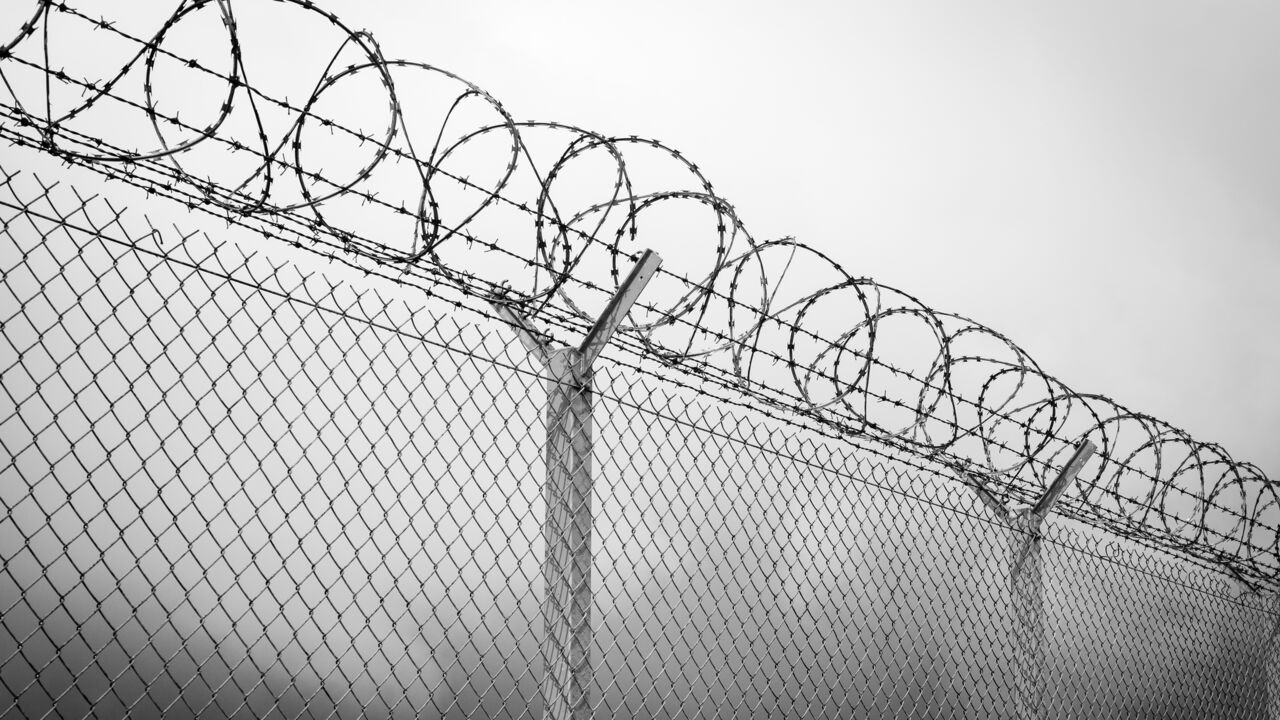 Barbed wire restricted area black white